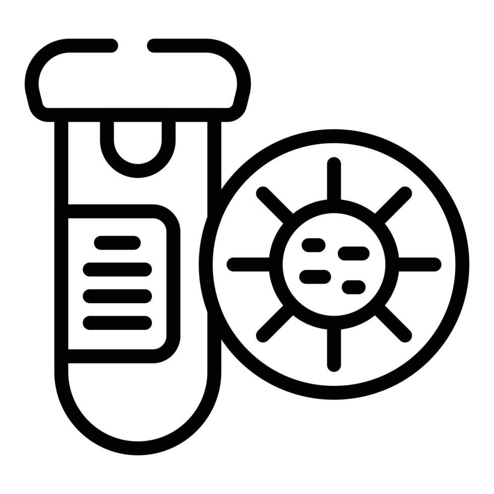 vecteur de contour d'icône de tube à essai de virus. pcr santé