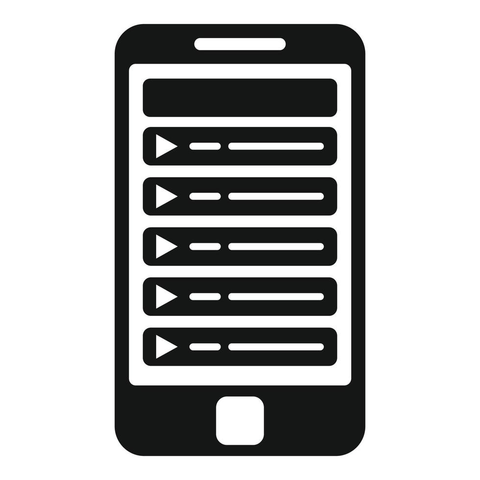 vecteur simple d'icône d'application de liste de lecture de smartphone. interface joueur
