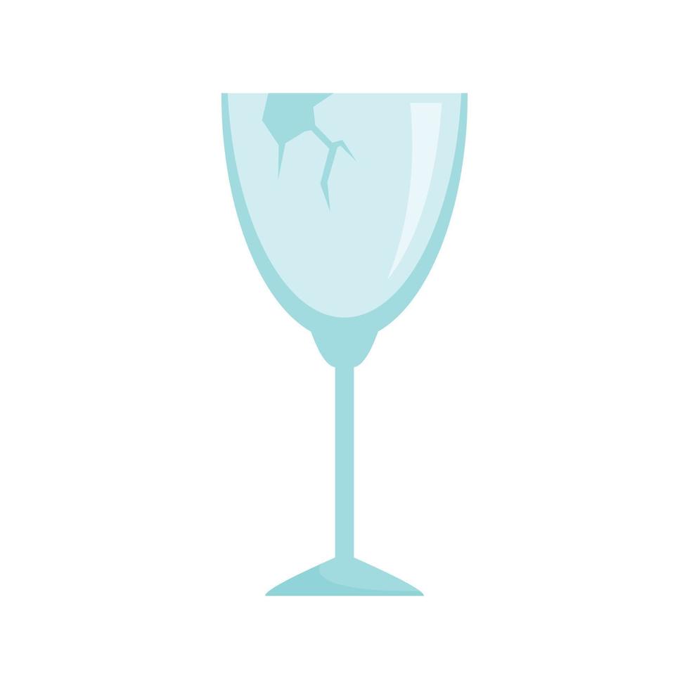 icône de verre de champagne fissuré vecteur isolé plat