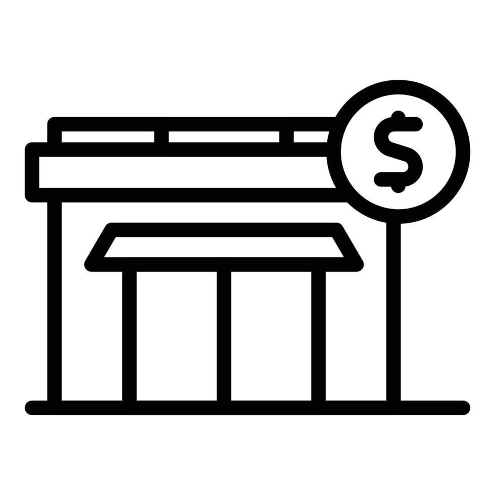 vecteur de contour d'icône de magasin de rue. repas de travail