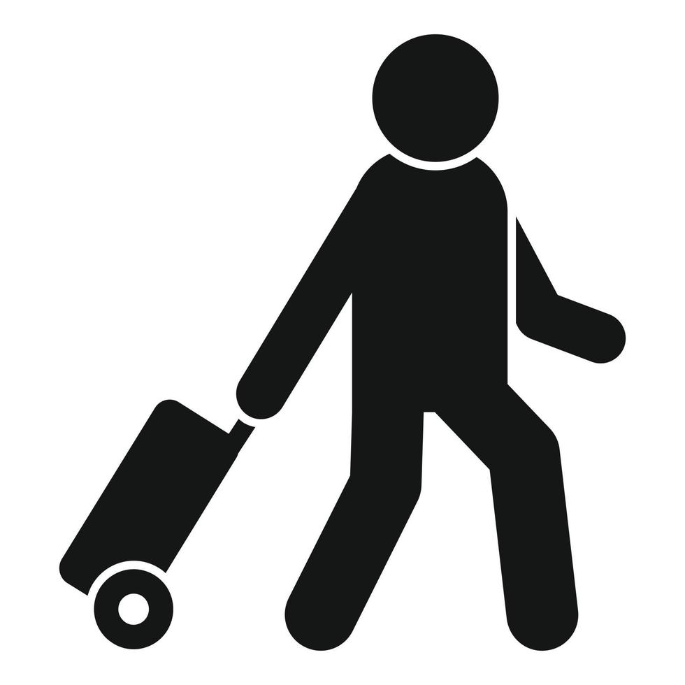 l'homme prend un vecteur simple d'icône de sac de voyage. avion de la compagnie aérienne