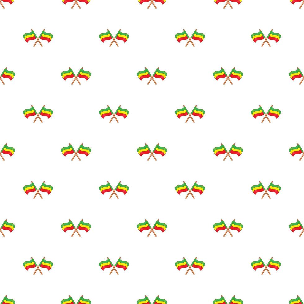 motif de drapeaux croisés rastafari, style cartoon vecteur