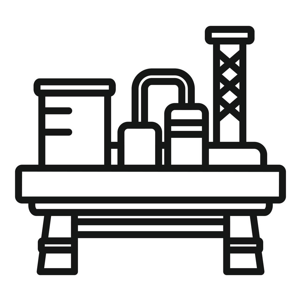 vecteur de contour d'icône de plate-forme à gaz. océan de forage