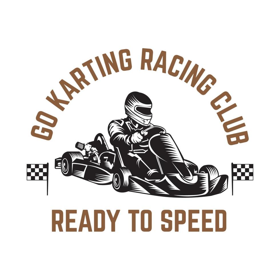 go kart racing vector illustration design dans le style rero, bon pour le logo de l'événement également tshirt et logo de l'équipe de course
