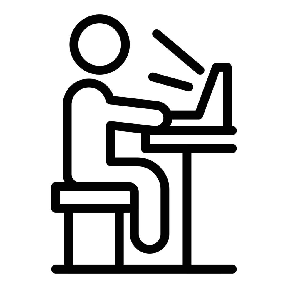 vecteur de contour d'icône de travail d'ordinateur à la maison. séjour social