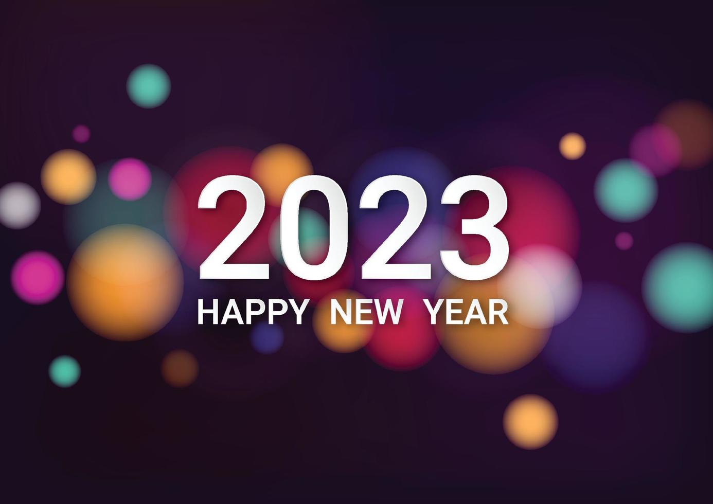 bonne année 2023 avec bokeh coloré et arrière-plan de style lumières défocalisées. illustration vectorielle vecteur