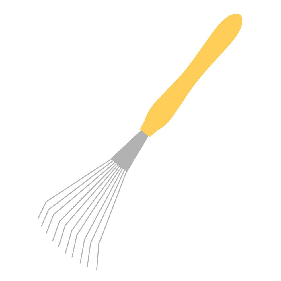 illustration vectorielle d'un râteau de jardin, dégageant des feuilles et façonnant le sol. isolé sur fond blanc. outils agricoles dans un style plat. vecteur