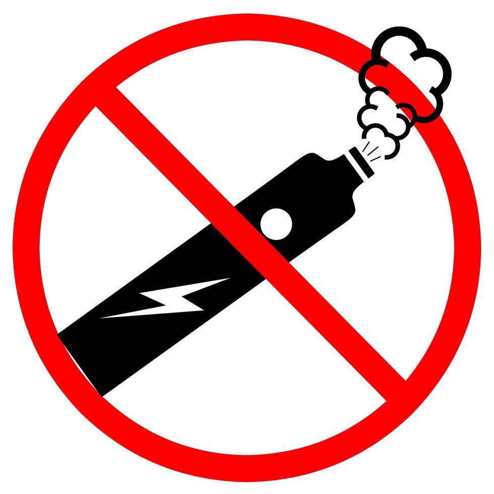 aucun signe de vapotage sur fond blanc. vapotage de cigarette électronique avec cercle rouge. interdiction de fumer. illustration vectorielle vecteur