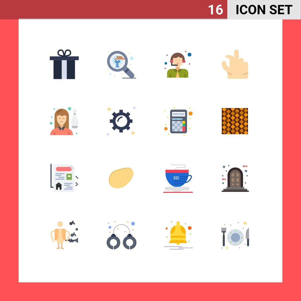 concept de 16 couleurs plates pour les sites Web mobiles et les applications client de bowling en salle zoom dans le pack modifiable d'éléments de conception de vecteur créatif