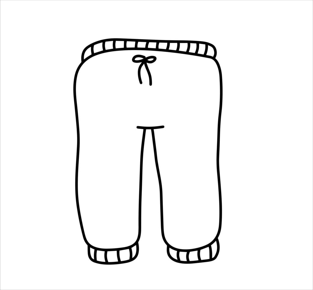 pantalon bébé. vêtements et pyjamas pour bébés. illustration de contour de dessin animé isolé sur fond blanc vecteur