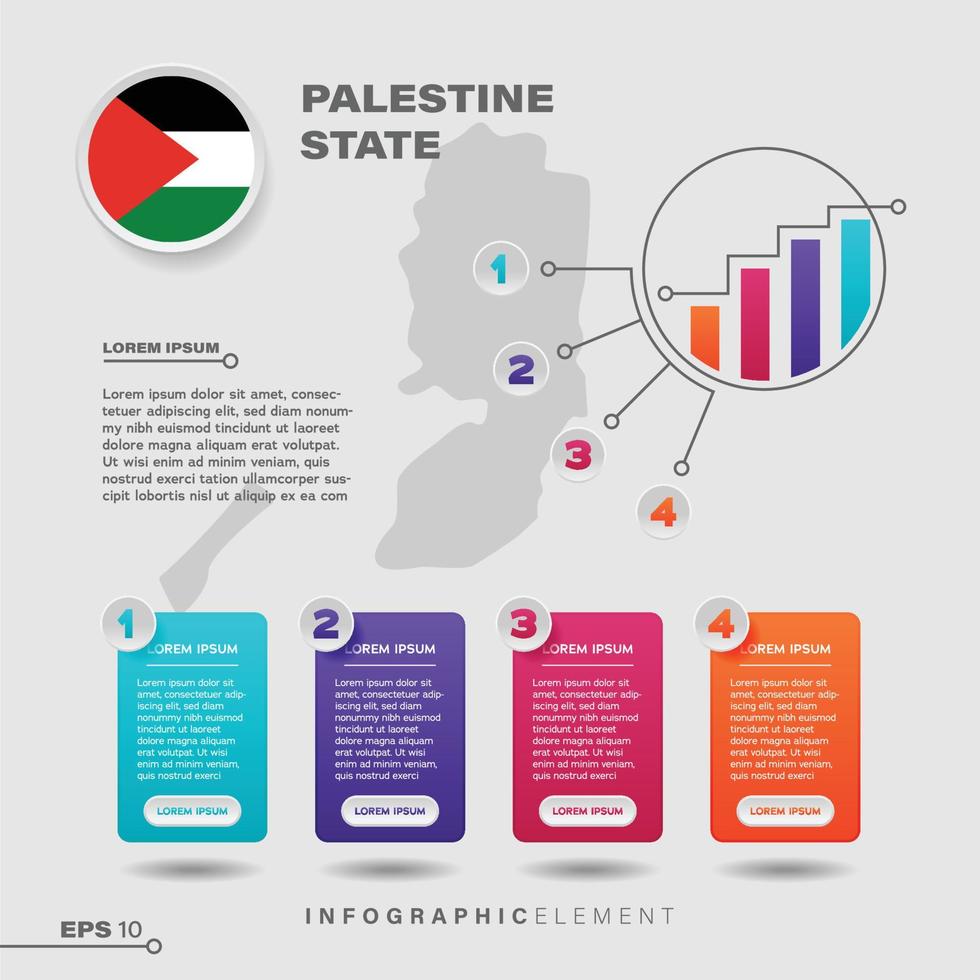 Élément infographique de carte d'état de palestine vecteur
