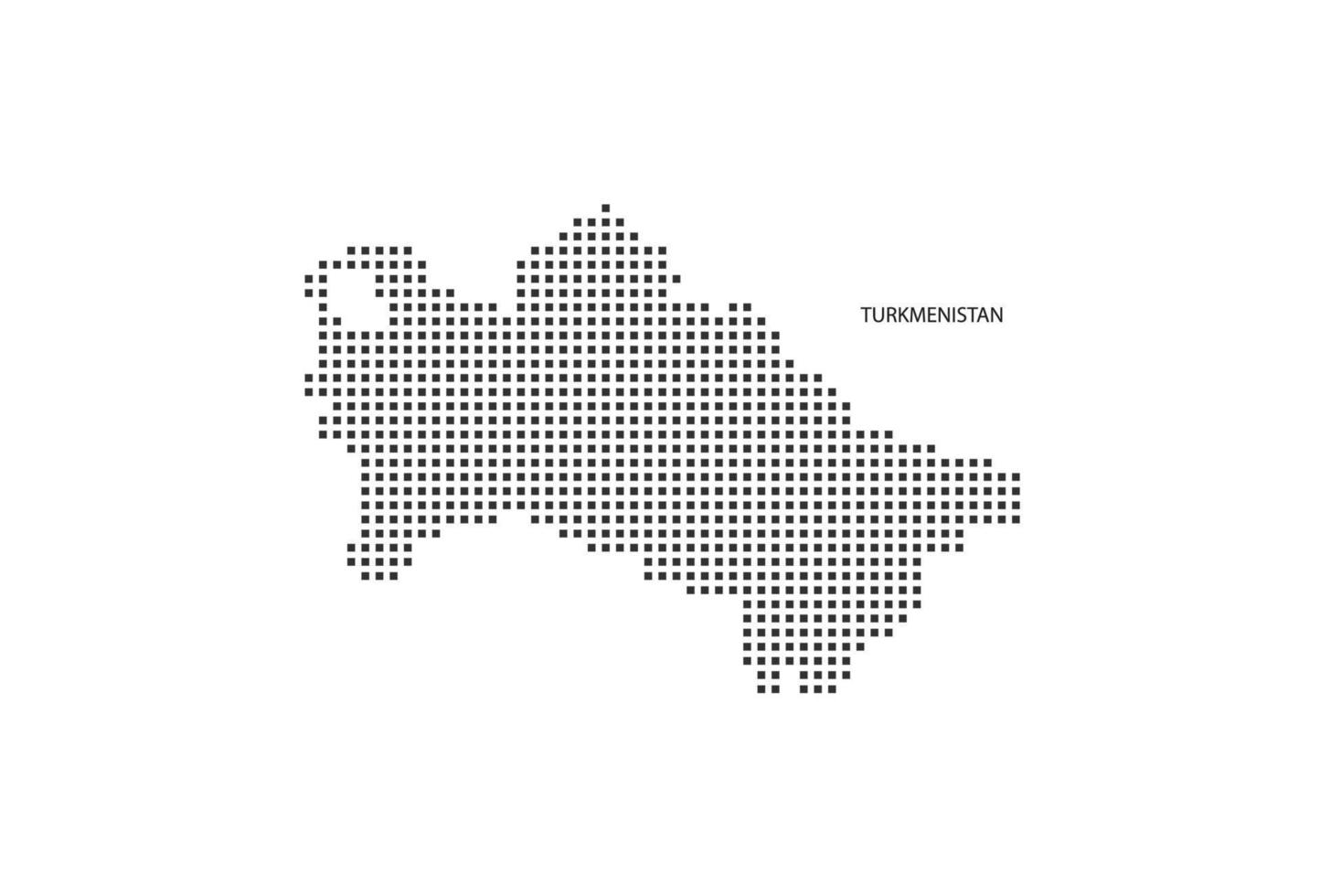 Carte en pointillés de pixels carrés vectoriels du Turkménistan isolé sur fond blanc avec le drapeau du Turkménistan. vecteur