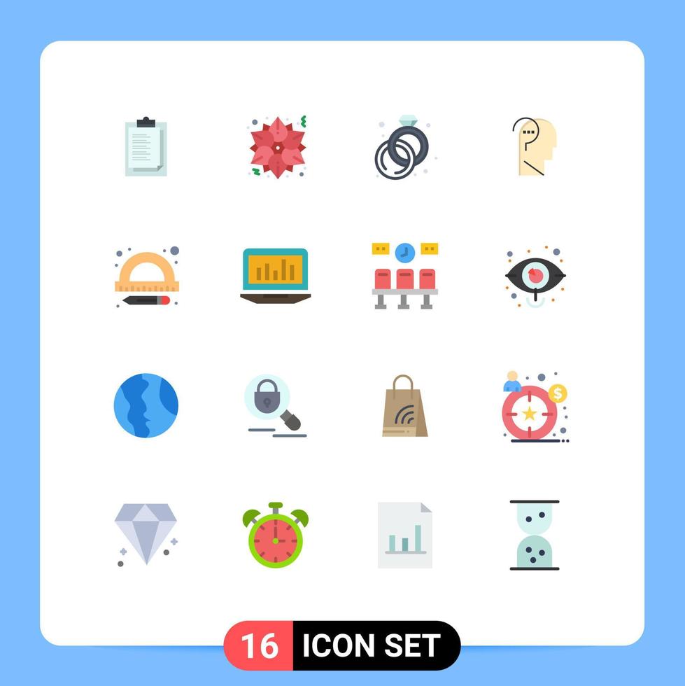 pack de 16 signes et symboles de couleurs plates modernes pour les supports d'impression Web tels que l'éducation scolaire question de diamant confondre le cerveau modifiable pack d'éléments de conception de vecteur créatif