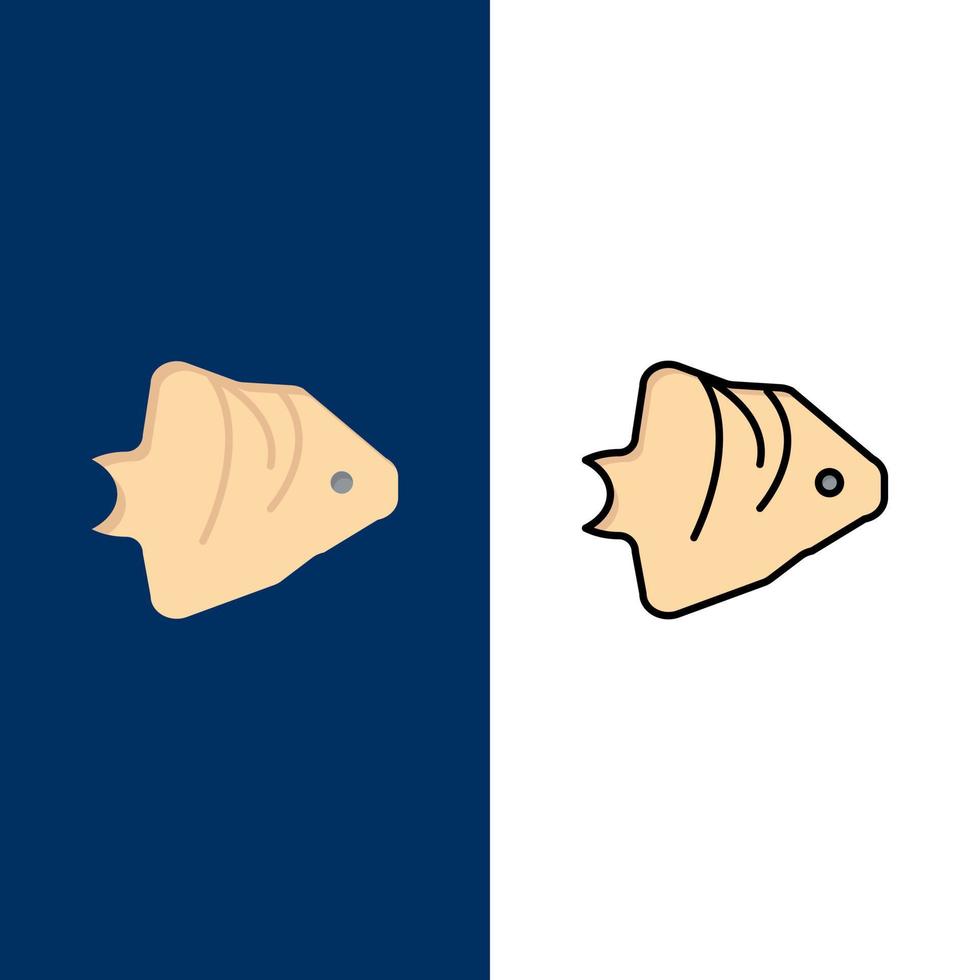 poisson corail océan école bannière icônes plat et ligne remplie icône ensemble vecteur fond bleu