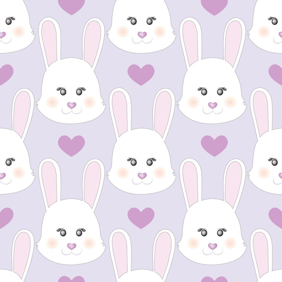 mignon lapin doux avec des coeurs. fond de la Saint-Valentin. impression de mode pour enfants vecteur