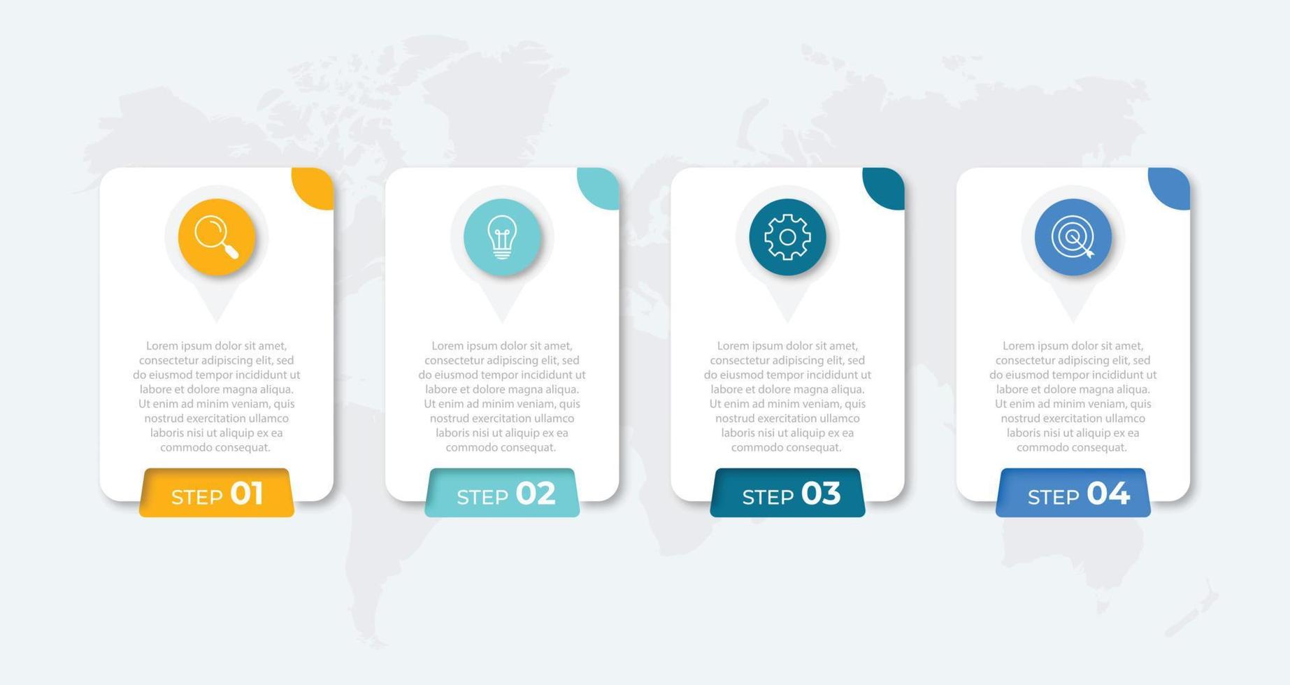 modèle de conception infographique. processus métier en 4 étapes. éléments de vecteur de ligne mince pour la présentation