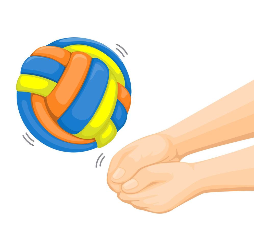 volley ball sur la main sport symbole dessin animé illustration vecteur