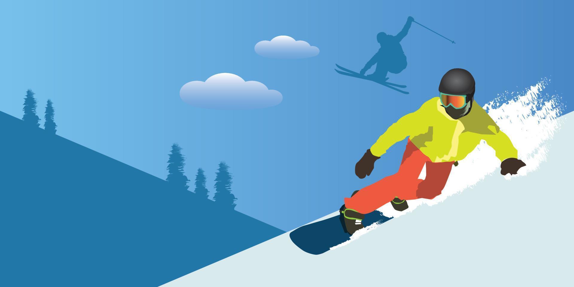 saison de ski snowboard vecteur