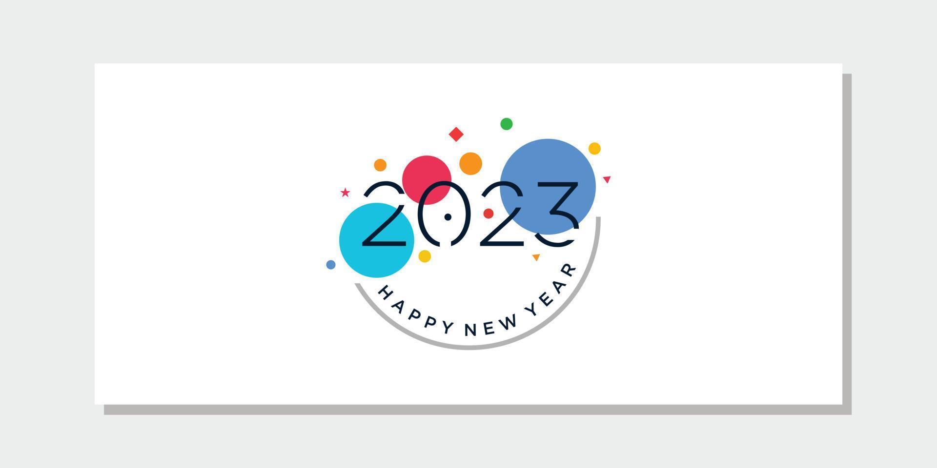 bonne année 2023 illustration de conception de logo de bannière de voeux, vecteur de nouvel an 2023 créatif et coloré