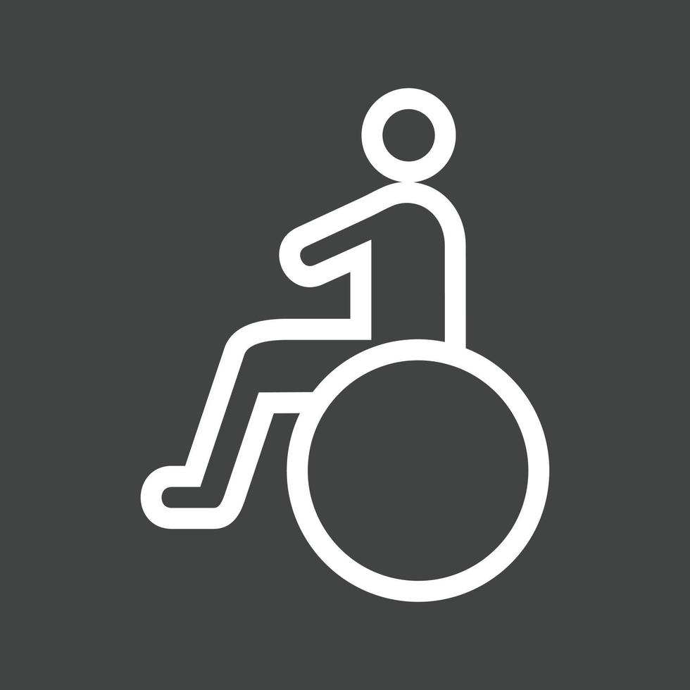 assis sur l'icône inversée de la ligne de fauteuil roulant vecteur