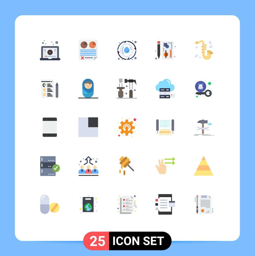 symboles d'icônes universelles groupe de 25 couleurs plates modernes d'éléments de conception vectoriels modifiables d'énergie de graphique de rapport web vecteur