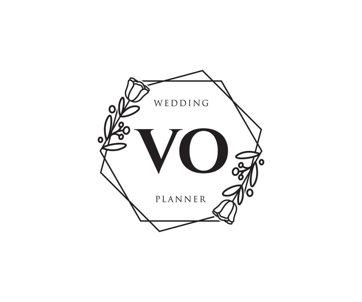 initiale vo logo féminin. utilisable pour les logos nature, salon, spa, cosmétique et beauté. élément de modèle de conception de logo vectoriel plat.