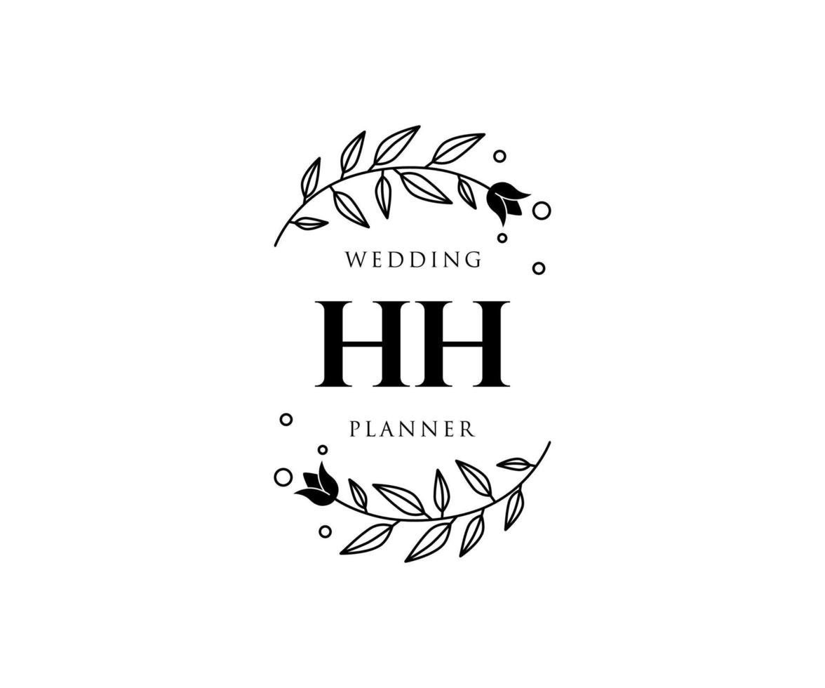 hh initiales lettre collection de logos de monogramme de mariage, modèles minimalistes et floraux modernes dessinés à la main pour cartes d'invitation, réservez la date, identité élégante pour restaurant, boutique, café en image vectorielle vecteur