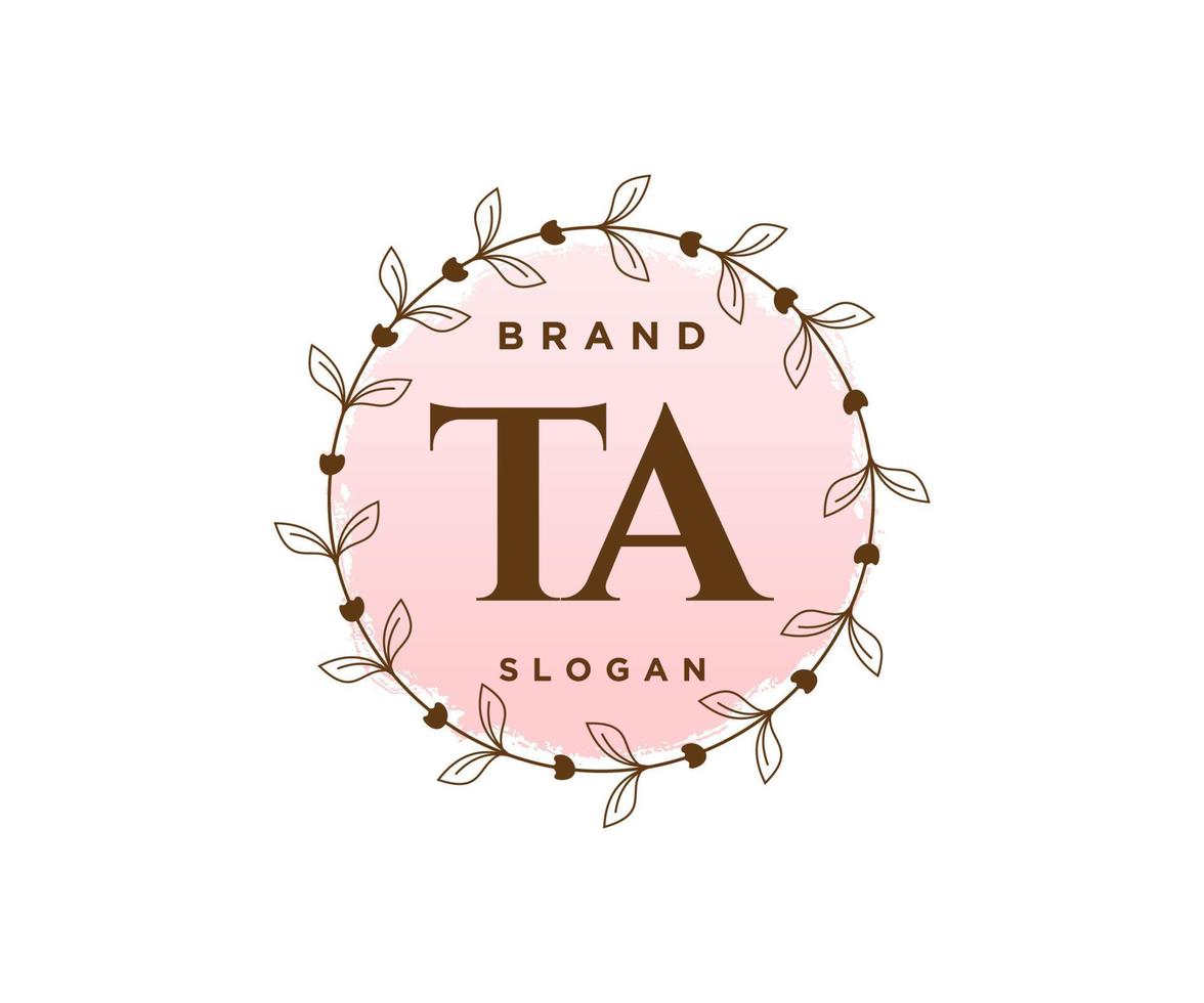 initiale ta logo féminin. utilisable pour les logos nature, salon, spa, cosmétique et beauté. élément de modèle de conception de logo vectoriel plat.