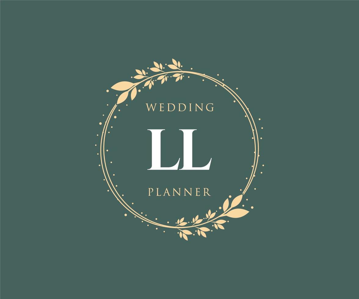 ll initiales lettre collection de logos de monogramme de mariage, modèles minimalistes et floraux modernes dessinés à la main pour cartes d'invitation, réservez la date, identité élégante pour restaurant, boutique, café en image vectorielle vecteur