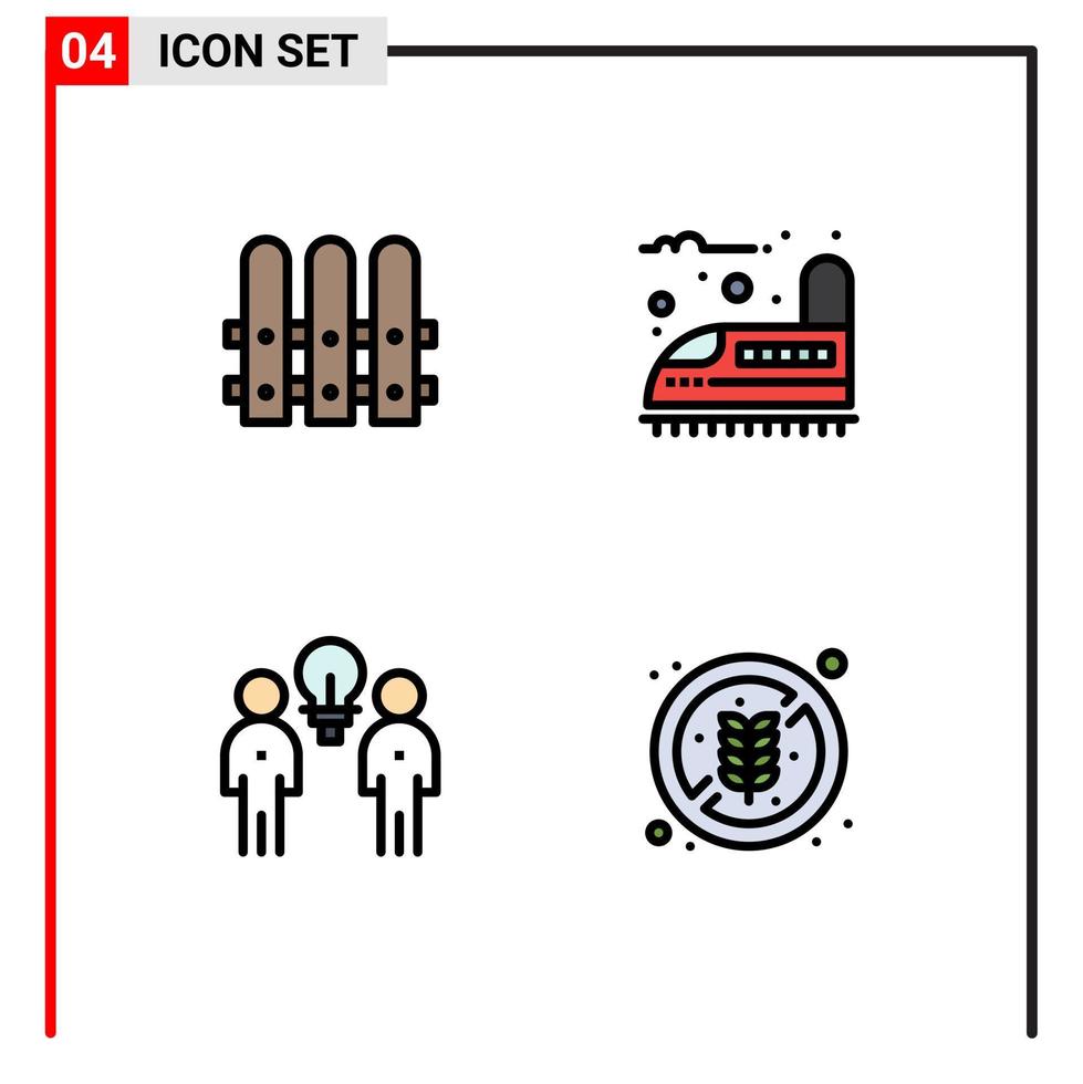 ensemble de 4 couleurs plates vectorielles remplies sur la grille pour les gens de la construction transport ferroviaire travail d'équipe éléments de conception vectoriels modifiables vecteur