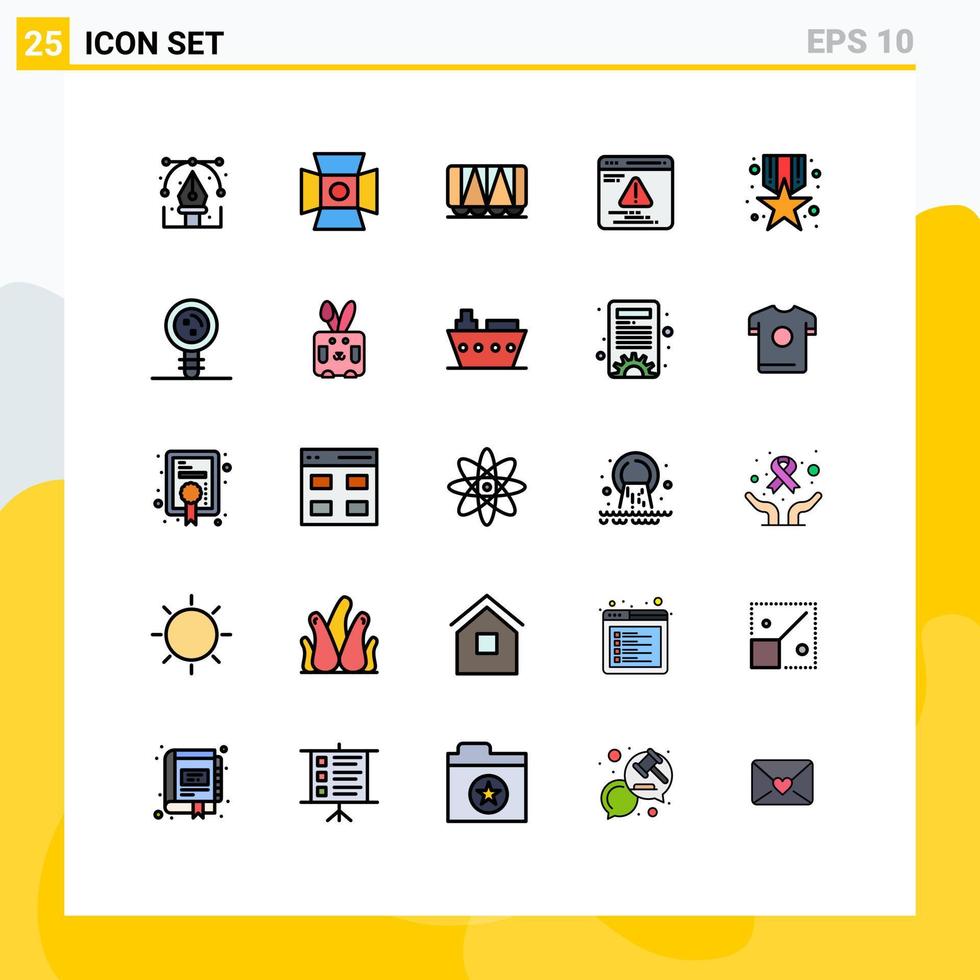 25 icônes créatives signes et symboles modernes de récompense studio erreur développement éléments de conception vectoriels modifiables vecteur