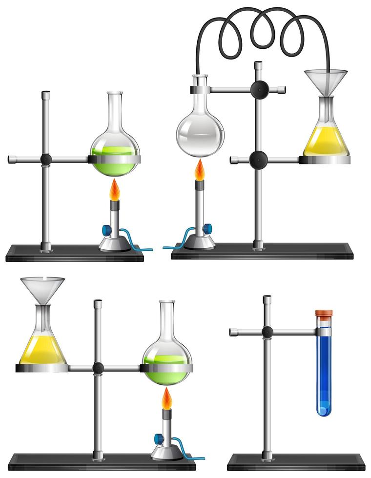 ensemble d & # 39; équipements scientifiques sur fond blanc vecteur