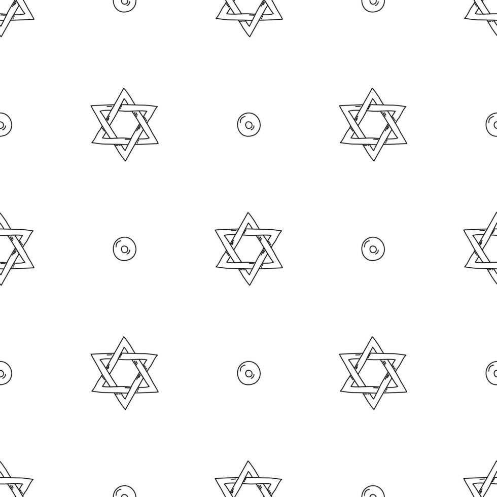 motif noir et blanc sans couture avec une étoile de david. illustration vectorielle dessinée à la main vecteur