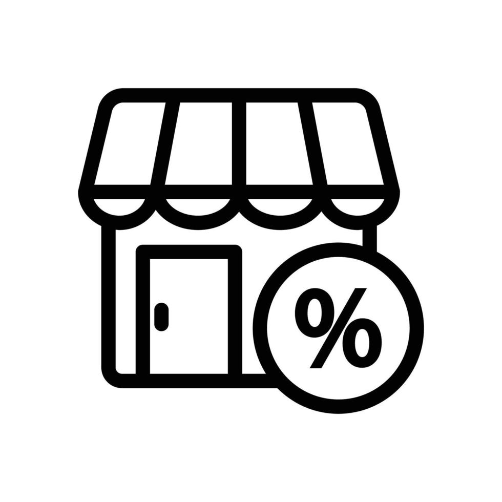 illustration d'icône de ligne de magasin avec pourcentage. adapté à la remise. icône liée au commerce électronique. conception vectorielle simple modifiable. pixel parfait à 32 x 32 vecteur