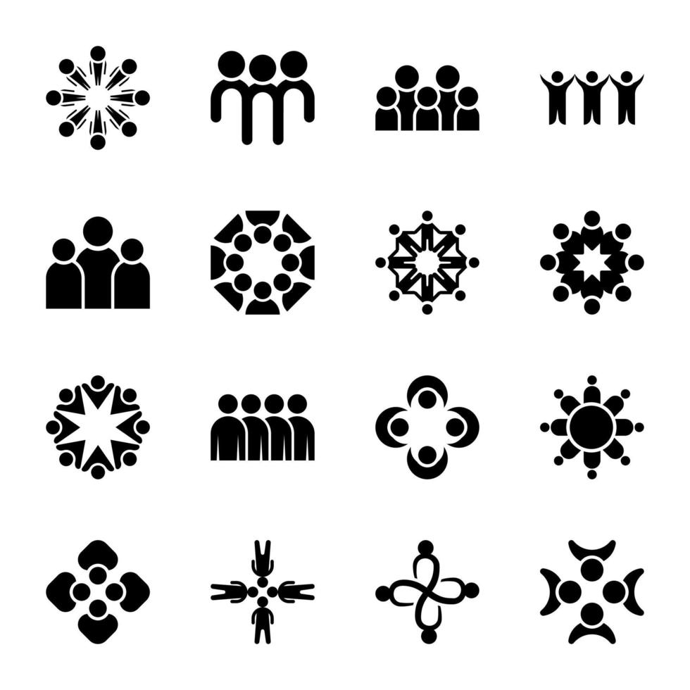 pack d'icônes de glyphe de communauté sociale vecteur