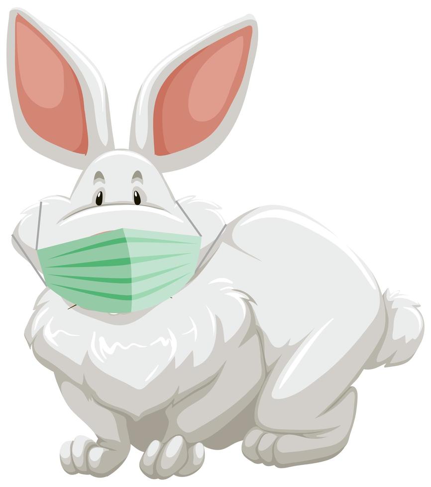 personnage de dessin animé de lapin portant un masque vecteur