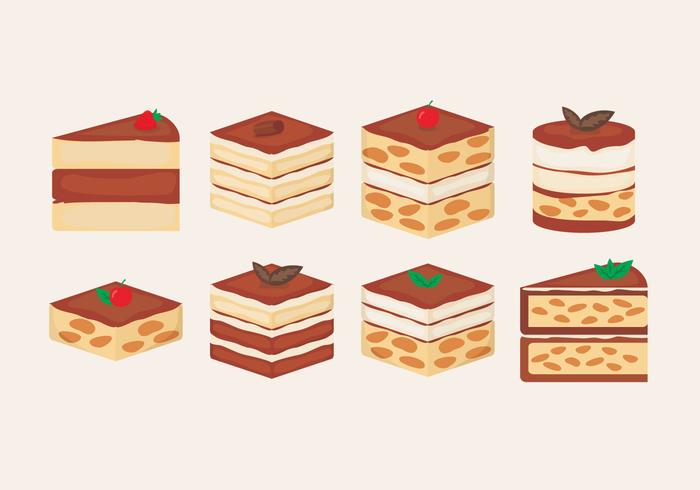 Tiramisu cake slice vector illustration