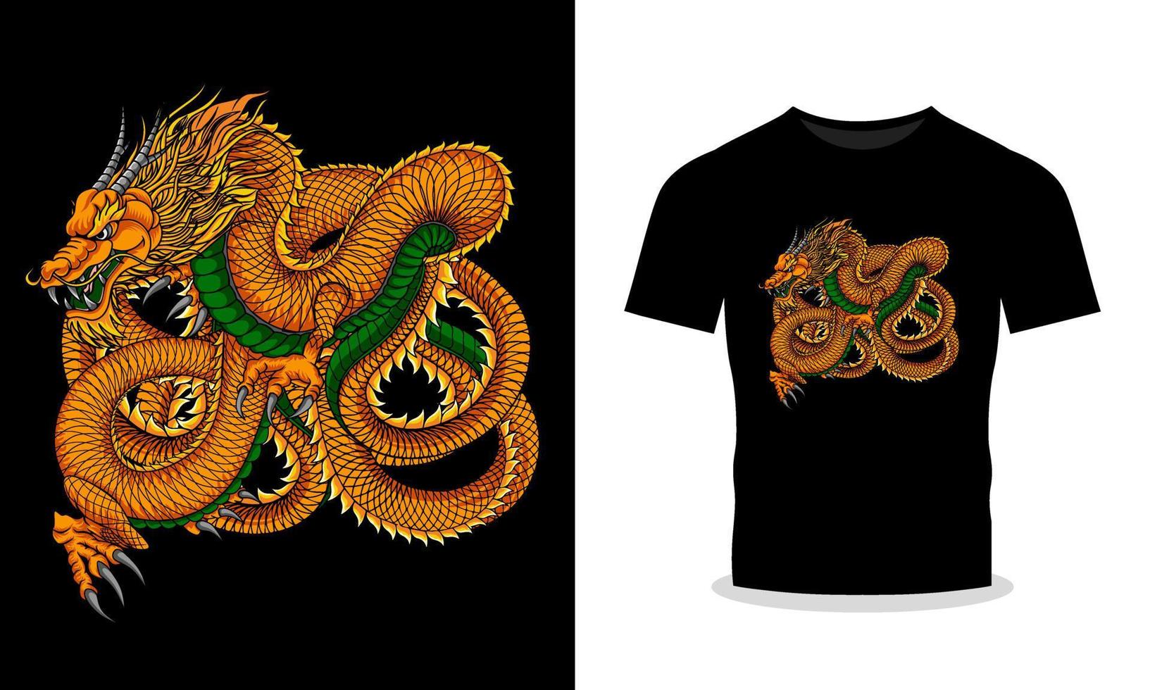 dragon style japonais t shirt illustration vectorielle vecteur