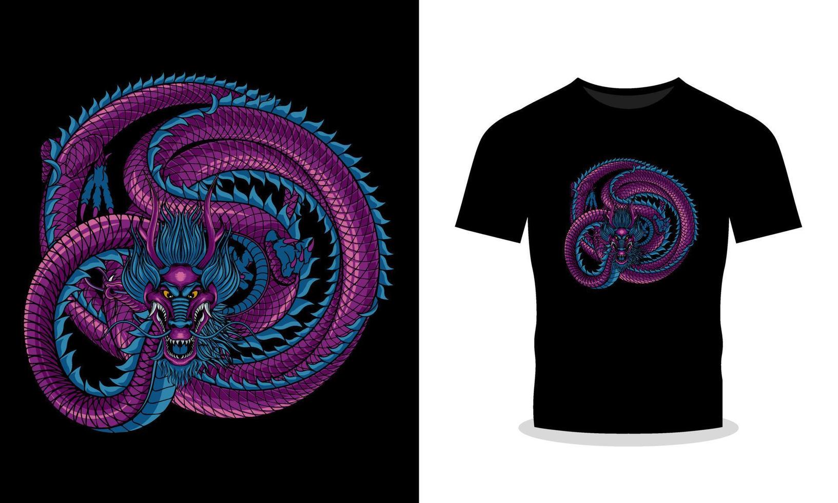 dragon style japonais t shirt illustration vectorielle vecteur