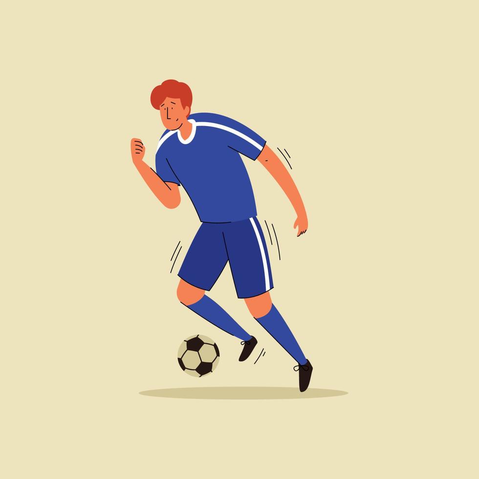 joueur de football avec illustration plate de ballon de football. conception de vecteur plat de joueur de football hommes.