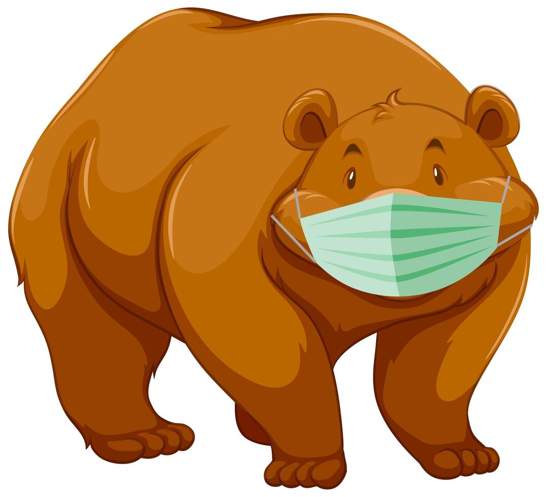 personnage de dessin animé ours portant un masque vecteur