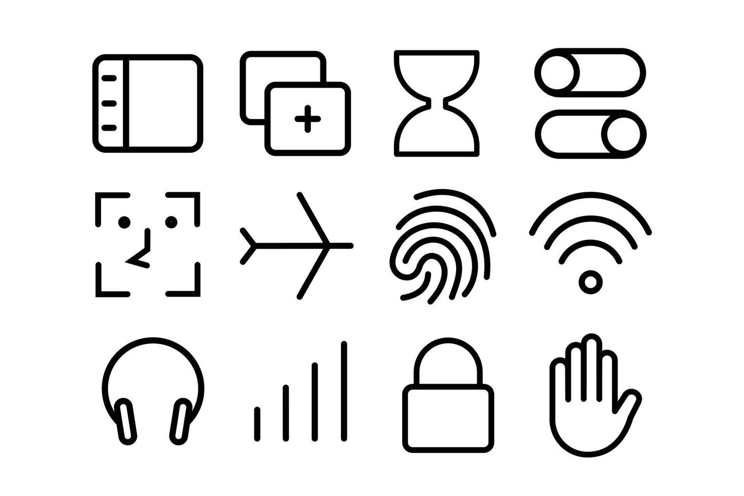 ensemble de conception d'icônes Web et d'applications de base. signe pour les interfaces de conception vecteur