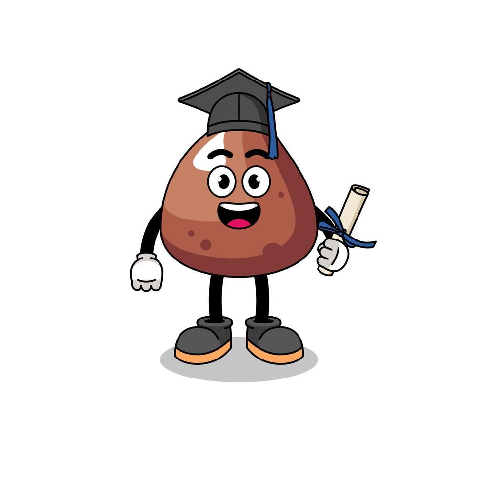 mascotte de pépites de chocolat avec pose de graduation vecteur