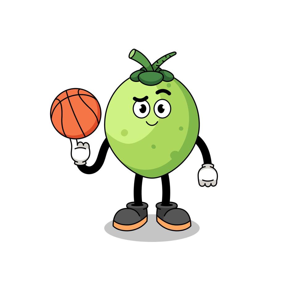 illustration de noix de coco en tant que joueur de basket vecteur