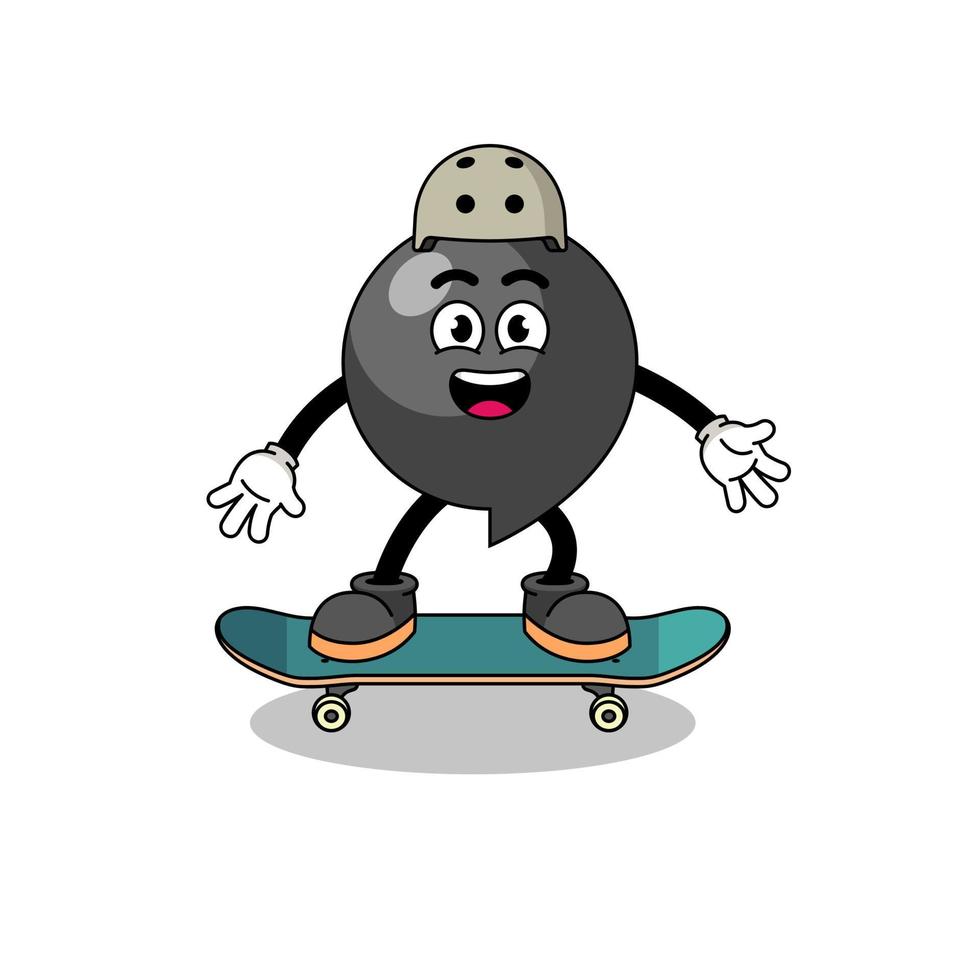 mascotte de symbole de virgule jouant une planche à roulettes vecteur