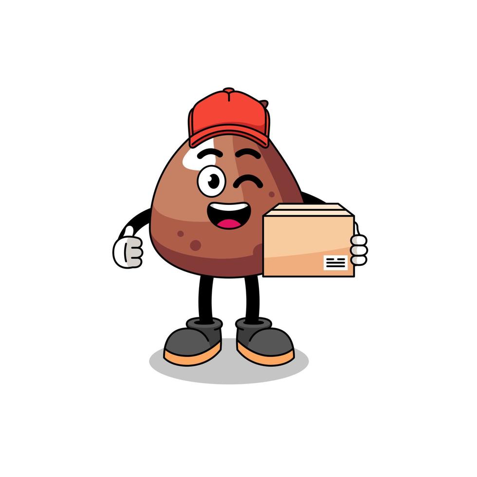 dessin animé de mascotte de puce de chocolat en tant que courrier vecteur