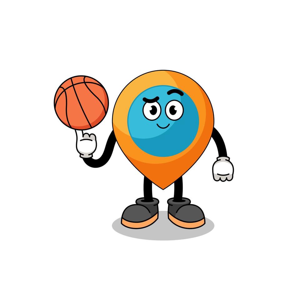 illustration du symbole de localisation en tant que joueur de basket vecteur