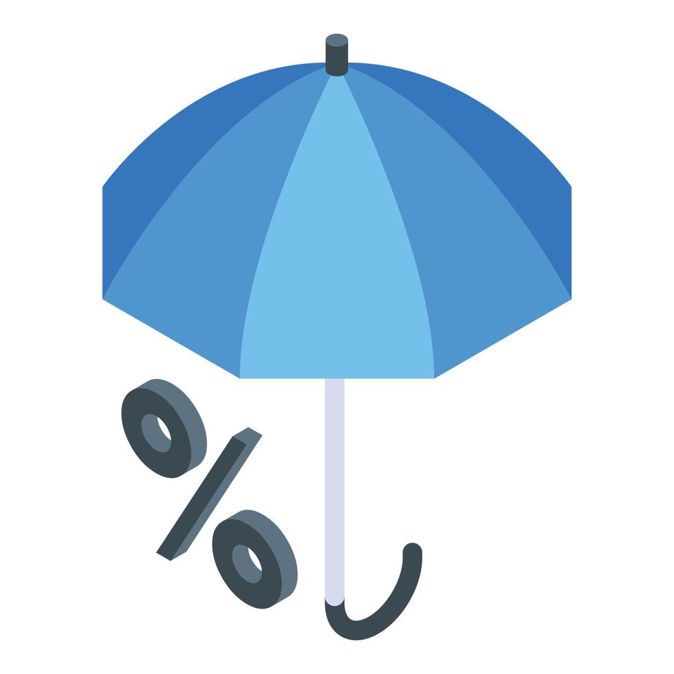 vecteur isométrique d'icône de parapluie de pourcentage de risque. tableau d'affaires