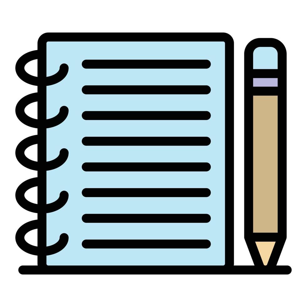 vecteur de contour de couleur de l'icône de crayon de cahier d'école