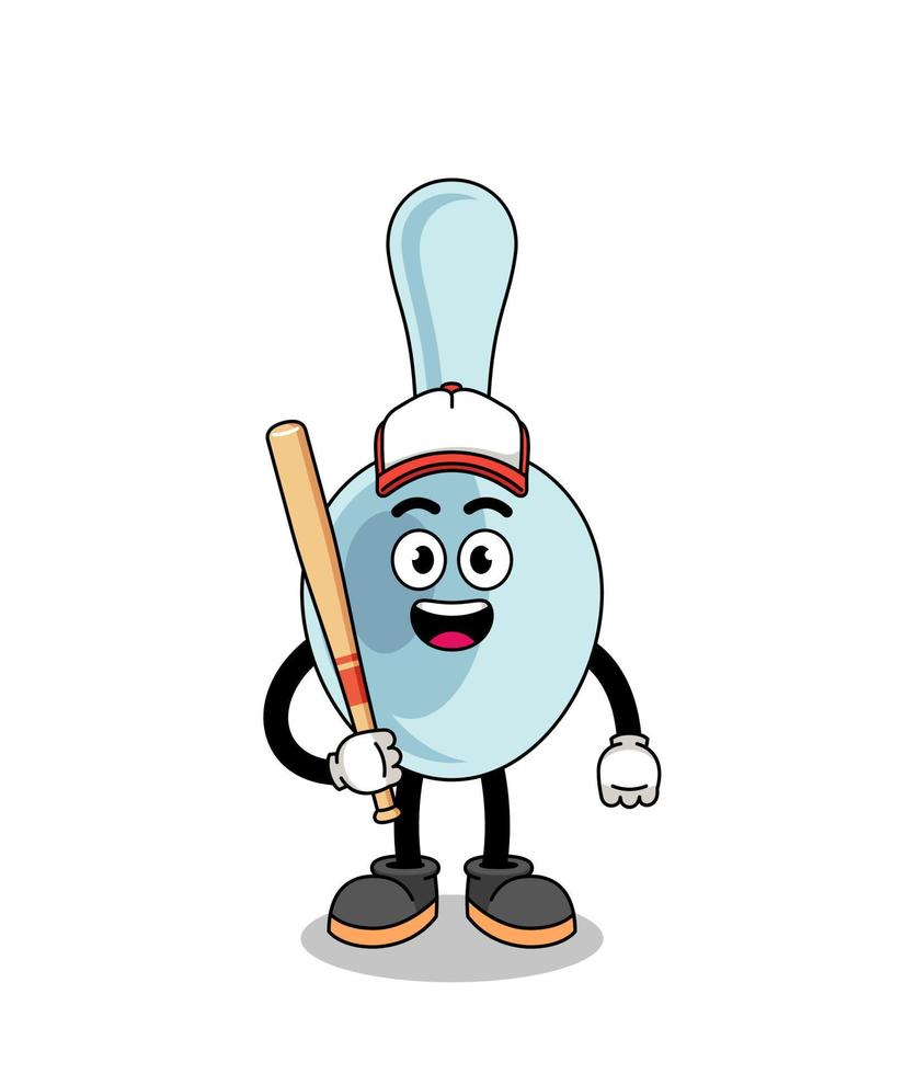 caricature de mascotte de cuillère en tant que joueur de baseball vecteur